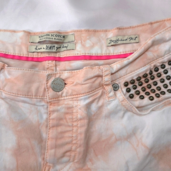 Mason Scotch Peach Tie Dye Studed Boyfriend Shorts 27 - Picture 3 of 9